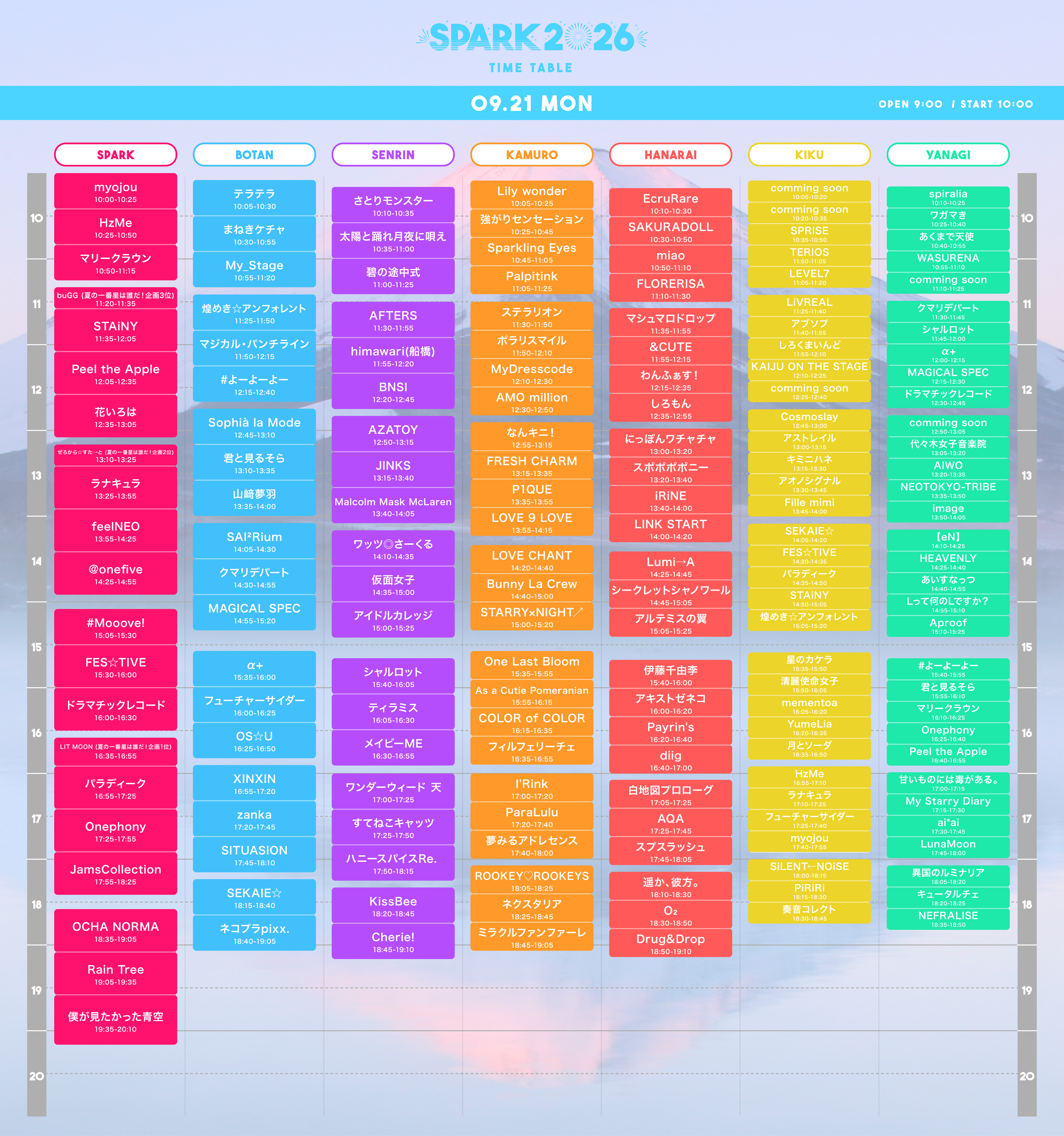 SPARK 2026の9月21日公式タイムテーブル
